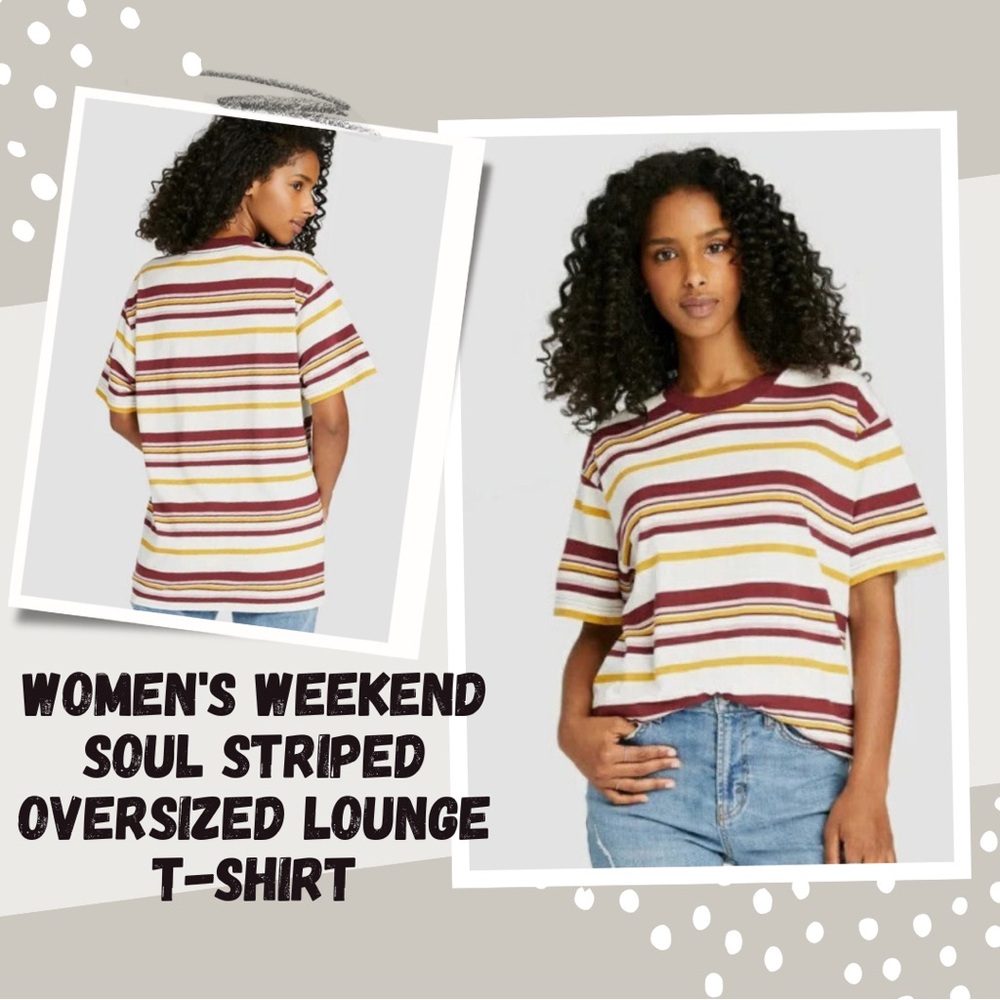 Weekend Soul Women’s Striped Oversized Lounge T-Shirt